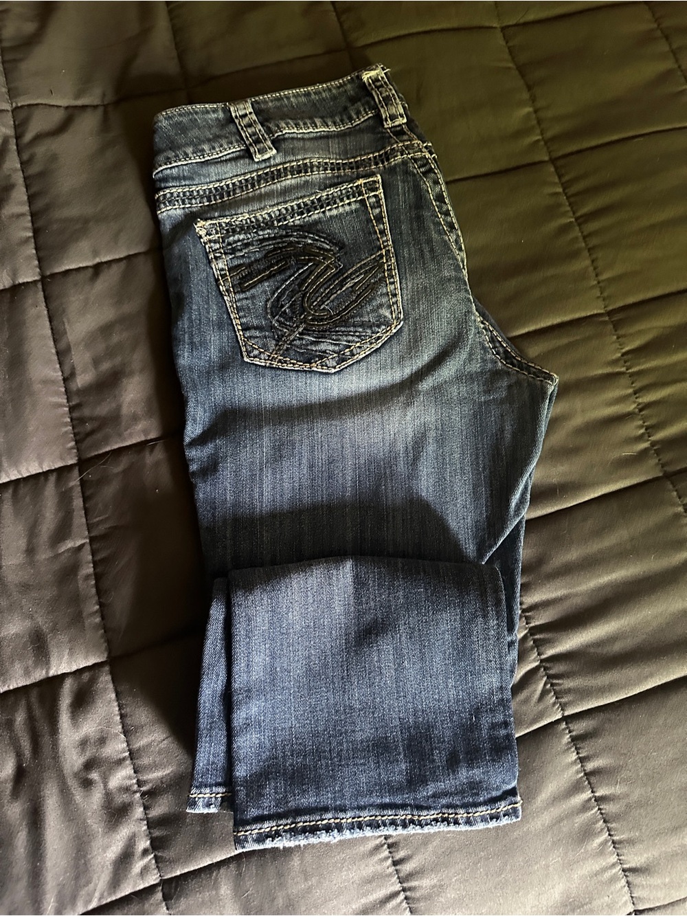 Silver Jeans Women's Dark Blue Boot Cut with Contrast Stitching